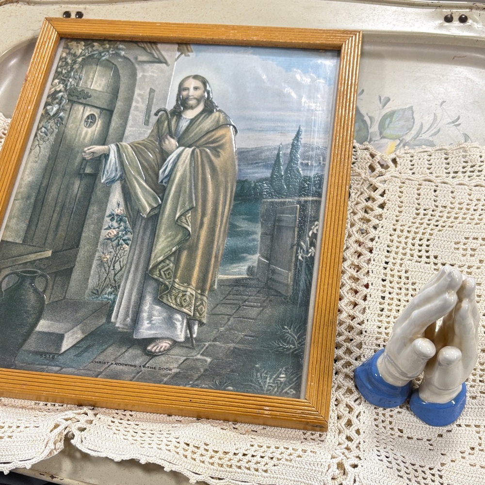 Framed Religious Art with Praying Hands